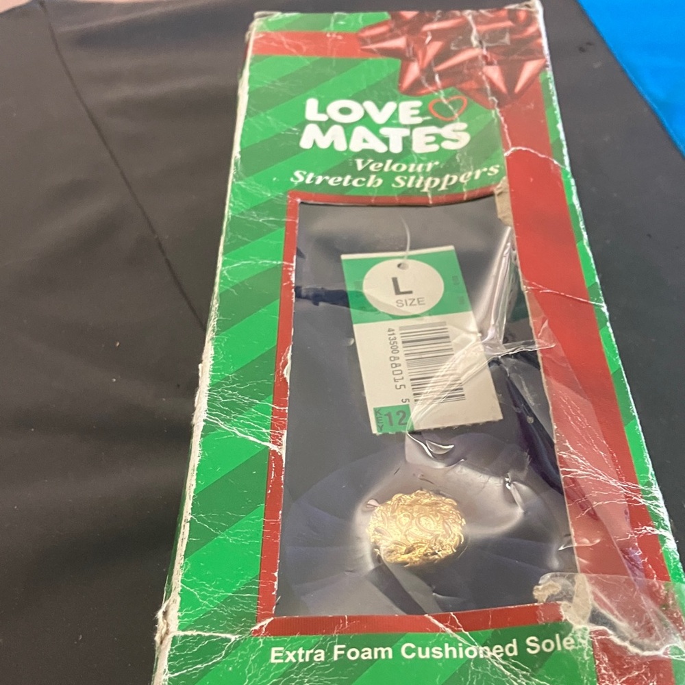 Love Mates Velour Stretch Slippers brand new dead stock large